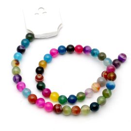 Fio de Pedra Natural / 8mm - Bola - Cores Diversas (Aprox.: 46 Unidades)