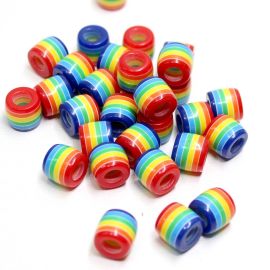 Conta Plástica Listrada / 11X12mm - Barril (10 gramas)