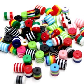 Conta Plástica Listrada / 9x8mm - (10 gramas) - Modelos Diversos 