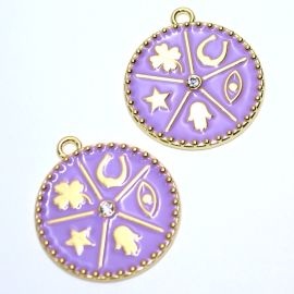 Pingente de Metal / 34mm - Roda da Sorte (Unidade)