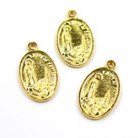 Medalha de Metal / 24x14mm - Nossa Senhora de Fátima (unidade) - Dourado