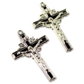 Crucifixo de Metal / 49x31mm - com Cristo (unidade) - Níquel