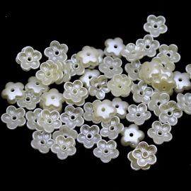 Aplique de ABS Perolado / 11mm - Flor (10 gramas) - Creme