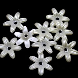 Conta de ABS Perolada / 30mm - Flor (10 gramas) - Creme