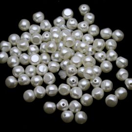 Imitação de Pérola de Aguá Doce / 8mm - Bola Irregular (10 gramas) - Marfim