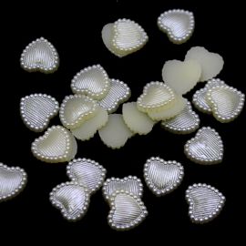 Chaton Perolado / 13x14mm - Coração (10 gramas) - Creme 