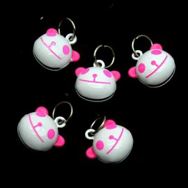 Pingente de Metal / 20x19mm - Guizo - Ursinho (unidade) - Branco