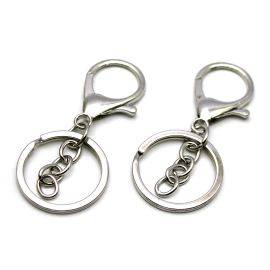 Fecho de Metal / 6,5cm - Mosquetão com Corrente e Argola (UNIDADE) -Níquel