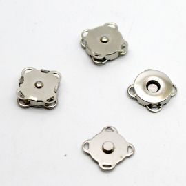 Fecho Magnetico para Bolsa / 15x15mm - para Costura (1 Par)-Níquel