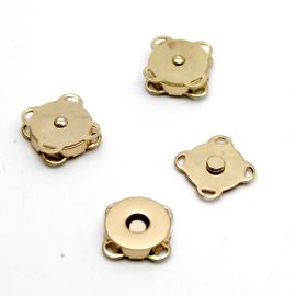 Fecho Magnetico para Bolsa / 15x15mm - para Costura (1 Par)-Dourado