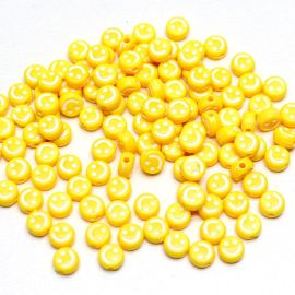 Pastilha de Plástico Redonda / 7mm - Smile - Branco (20 gramas) - Amarelo