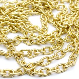 Corrente de Alumínio / 22x14mm - Elo Oval Craquelado (1 metro) - Dourado