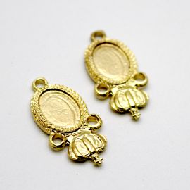 Salve Rainha em Metal para Resinar / 32x15mm - com Coroa  (unidade) -Dourado