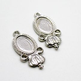 Salve Rainha em Metal para Resinar / 32x15mm - com Coroa  (unidade) -Níquel