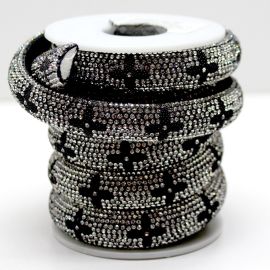 Tira de Camurça com Strass / 12mm - Detalhe de Flor (1 metro)