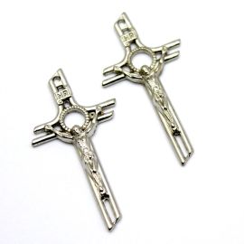 Crucifixo de Metal / 53x28mm - Cristo (Unidade)-Níquel