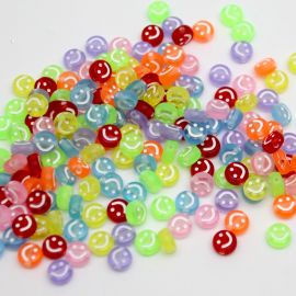 Pastilha de Plástico Transparente - Redonda / 7mm - Smile - (20 gramas) - Cores Diversas