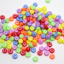 Pastilha de Plástico Leitosa - Redonda / 7mm - Smile - (20 gramas) - Cores Diversas