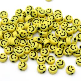 Pastilha de Plástico - Redonda / 10mm - Smile - (20 gramas) - Amarelo