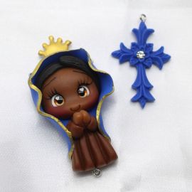 Crucifixo e Salve Rainha em Biscuit - N. Senhora Aparecida (1PAR)