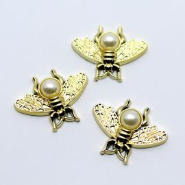 Aplique de Plástico / 19x24mm - Libélula (unidade) - Dourado