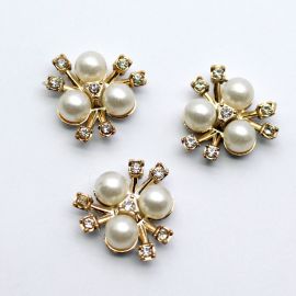 Aplique de Plástico / 20mm - Pérola - (unidade) - Dourado