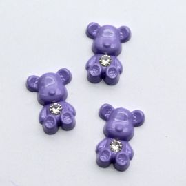 Aplique de Plástico / 16x12mm - Urso com Strass (unidade)