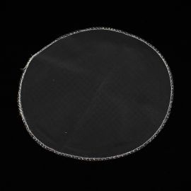 Pano de Organza / 20cm -Redondo - Branco com a Borda Prata (Pct. c/6 unidades)