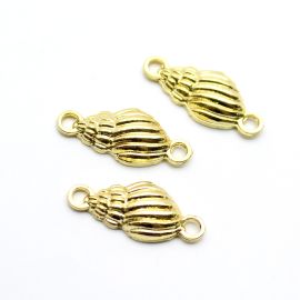 Entremeio de Metal / 27x11mm - Caramujo com Duas Saídas (unidade) - Dourado