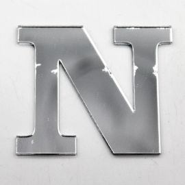 Letras de Acrílico / 4,5x5cm (P) - (UNIDADE) - Prata - N