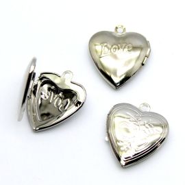 Relicário em Metal / 23x20mm - Coração (unidade) - Níquel