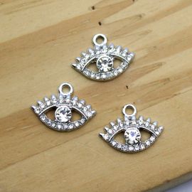 Pingente de Metal com Strass / 13x18mm - Olho (unidade) - Níquel