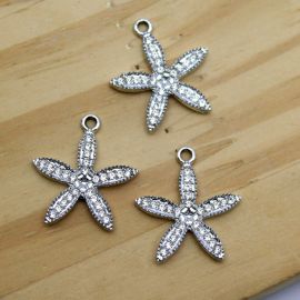 Pingente de Metal com Strass / 24x22mm - Flor Margarida (unidade) - Níquel