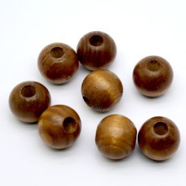 Bola de Madeira com Furo Largo / 30mm - Riscada (12 gramas)