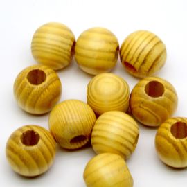 Bola de Madeira com Furo Largo / 24mm - Riscada (10 gramas)