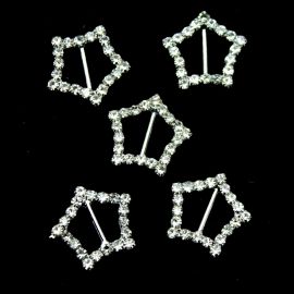 Passador de Metal com Strass / 18x19mm - Estrela (unidade) - Níquel
