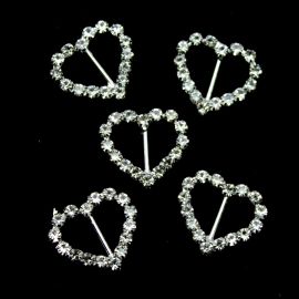 Passador de Metal com Strass / 18x20mm - Coração (unidade) - Níquel