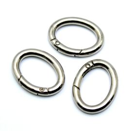 Fecho de Metal / 35x26mm - Mosquetão Articulado - Oval (Unidade) - Níquel