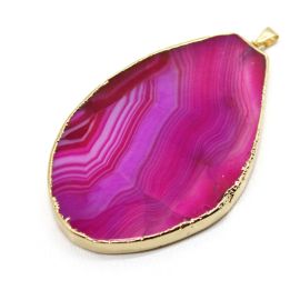 Pingente Pedra Natural Rosa - 67x45mm (Unidade)