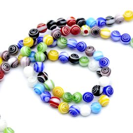 Bola de Vidro / 8mm - (1 fio com aprox. 48 unidades) - Cores Diversas