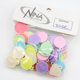 Mix Multicolorido Leitoso / 19x15mm - Pingente - Medalha (20 gramas)