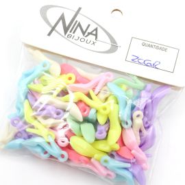 Mix Multicolorido Leitoso / 14x18mm - Pingente - Sapatinho (20 gramas)