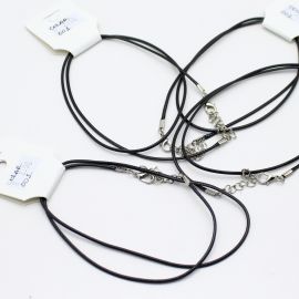 Cordão de Fio Super Encerado - com Fecho / 50cm - Preto (unidade)