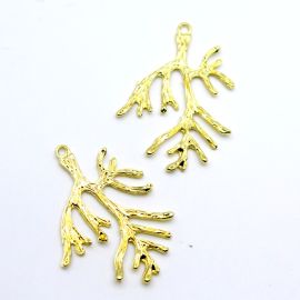 Pingente de Metal / 50x35mm - Algas (unidade) - Dourado