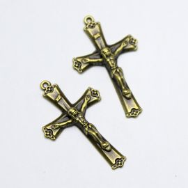 Crucifixo de Metal / 46x28mm - Com O Cristo (Unidade)-Ouro Velho