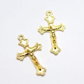 Crucifixo de Metal Para Terço do Casal / 44x26mm - (Unidade) -Dourado