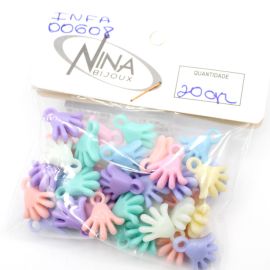 Mix Multicolorido Leitoso / 17x15mm - Pingente Mão (20 gramas)