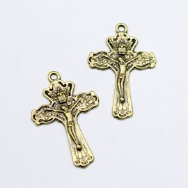 Crucifixo de Metal / 38x26mm - Cristo (Unidade)-Ouro Velho