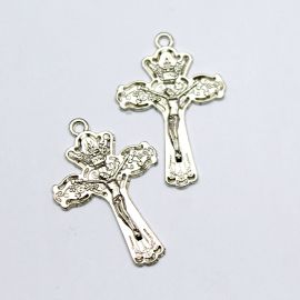 Crucifixo de Metal / 38x26mm - Cristo (Unidade)-Níquel