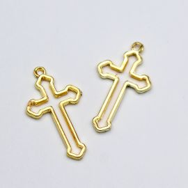 Crucifixo de Metal / 37x21mm - Vazado (unidade)-Dourado